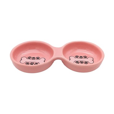 ظرف سرامیکی آب و غذا طرح گربه پرس پت - متوسط