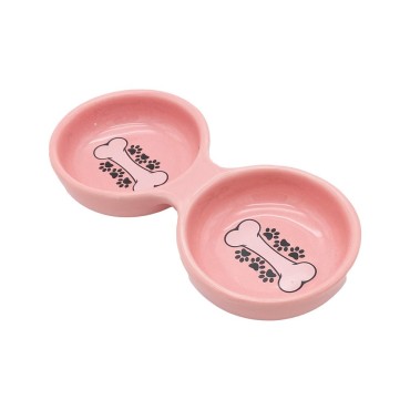 ظرف سرامیکی آب و غذا طرح گربه پرس پت - متوسط