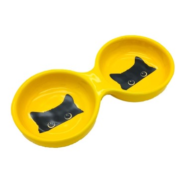 ظرف سرامیکی آب و غذا طرح گربه پرس پت - متوسط