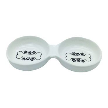 ظرف سرامیکی آب و غذا طرح گربه پرس پت - متوسط