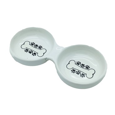 ظرف سرامیکی آب و غذا طرح گربه پرس پت - متوسط