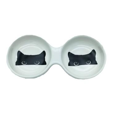 ظرف سرامیکی آب و غذا طرح گربه پرس پت - متوسط