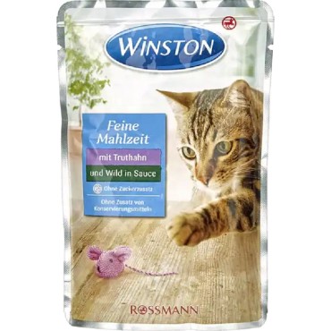 پوچ گربه وینستون طعم بوقلمون و گوشت شکار وزن 100 گرم