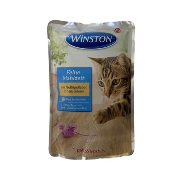 پوچ گربه وینستون طعم جگر مرغ در سس وزن 100 گرم