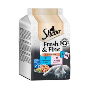 پوچ گربه با طعم های تن و سالمون شبا - 6 عددی