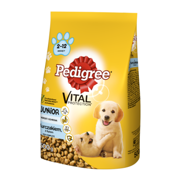 غذا خشک توله سگ با طعم مرغ و برنج پدیگری - 500 گرم