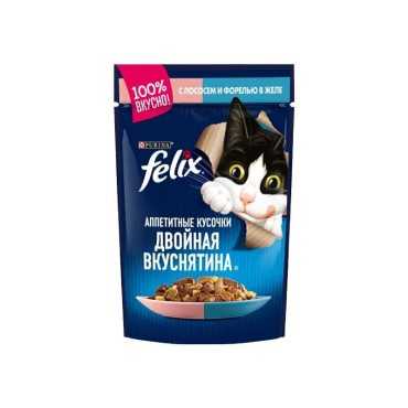 پوچ گربه فلیکس مدل Adult طعم ماهی سالمون وزن 100 گرم