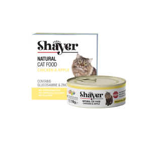 کنسرو گربه شایر مدل نچرال طعم مرغ و سیب در ژله وزن 110 گرم