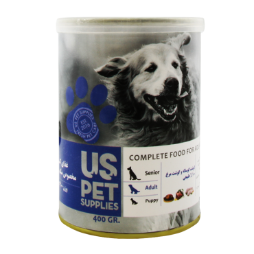 کنسرو سگ یو اس پت مدل پته طعم مرغ و گوساله وزن 400 گرم