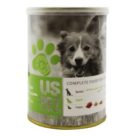 کنسرو سگ یو اس پت مدل پته طعم بره،سیرابی و کدوتنبل وزن 400 گرم