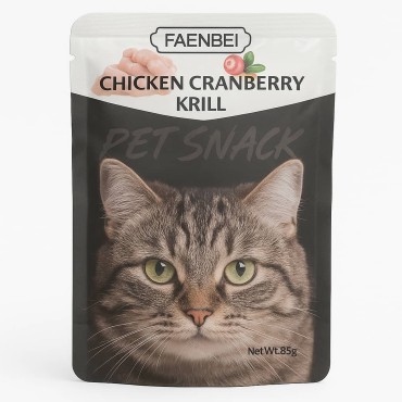پوچ گربه فنبی طعم مرغ ،کرنبری و کریل در آب وزن 85 گرم