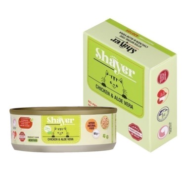 کنسرو بچه گربه شایر مدل نچرال طعم مرغ و آلوئه ورا وزن 90 گرم