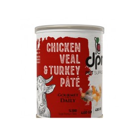 کنسرو گربه DPS مدل سوپرپریمیوم طعم مرغ،گوساله و بوقلمون وزن 400 گرم