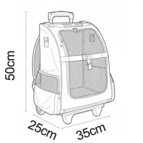 کیف و کوله حمل ترولی چرخ‌دار سگ و گربه تروتاچ – سایز متوسط 25×35×50