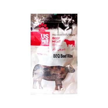 تشویقی سگ یو اس پت طعم بیف مدل دنده کبابی وزن 100 گرم