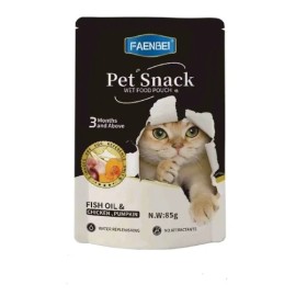 پوچ گربه فنبی طعم مرغ ، روغن ماهی و کدوحلوایی وزن 85 گرم